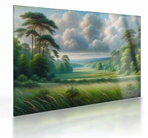 Staklena slika - Zeleni krajolik (70x50 cm)