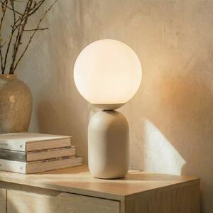 Lindby stolna lampa Lennes, bež, staklo, Ø 20 cm, Bijela, Dnevni boravak/blagovaonica, Staklo