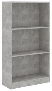 VidaXL Ormarić za knjige s 3 razine boja betona 60x24x109 cm drveni