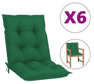 VidaXL Jastuci za vrtne stolice 6 kom zeleni 100 x 50 x 7 cm