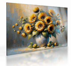 Staklena slika – Vaza sa suncokretima (70x50 cm)
