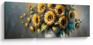 Slika – Vaza sa suncokretima (sa satom) (90x30 cm)