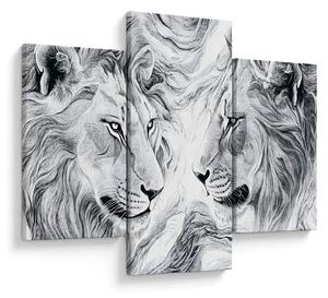Slika - Nacrtane glave lavova (90x60 cm)