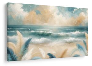 Slika – Oslikana plaža u nježnim bojama (90x60 cm)