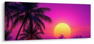 Slika - Ljubičasti zalazak s palmom (120x50 cm)