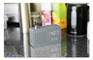 Siva budilica i radio s bijelim LED zaslonom Gingko Radio Click Clock