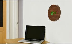 Smeđi zidni sat sa zelenim LED zaslonom Gingko Wall
