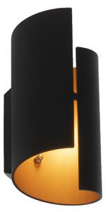 Pametna zidna svjetiljka crna sa zlatnom unutrašnjošću uključujući WiFi G9 - Faldo