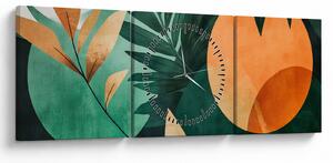Slika - Geometrijski prirodni motivi (sa satom) (90x30 cm)