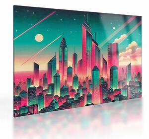 Staklena slika – Veliki grad u pop-art stilu (70x50 cm)