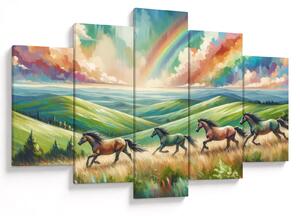 Slika – Konji koji galopiraju kroz krajolik (150x105 cm)