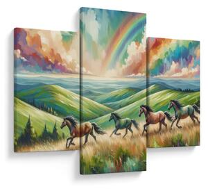 Slika – Konji koji galopiraju kroz krajolik (90x60 cm)