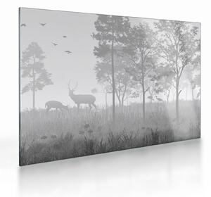 Staklena slika - Livada sa jelenima (70x50 cm)