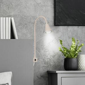 Briloner Tuso LED zidna lampa, bež, montaža uz krevet, metalna, fleksibilna ruka, Bež, spavaća soba, Metal