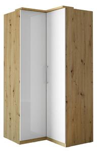 Kutni ormar Austin AE103Artisan hrast, Sjajno bijela, 217x109x109cm, Porte guardarobaVrata ormari: Klasična vrata