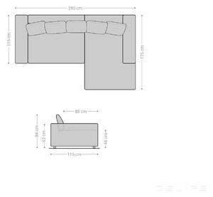 Kutna garnitura Svada 284x175cm, Materijal: Mikrofibra - 284x176x62/84cm Fiksni desni