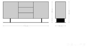 Komoda Solu 145cm, Materijal: Hrast - 2 vrata, 3 ladice