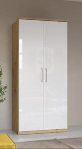 Ormar Austin AE105Sjajno bijela, Artisan hrast, 217x90x63cm, Porte guardarobaVrata ormari: Klasična vrata