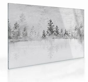 Staklena slika - Jeleni uz jezero (70x50 cm)
