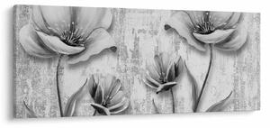 Slika - Crno-bijelo cvijeće na pozadini (120x50 cm)