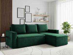 POPUST Tamnozelena rasklopiva kutna sofa CAVELO, obostrana II. kvaliteta