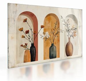 Staklena slika - Vaze u lukovima (70x50 cm)