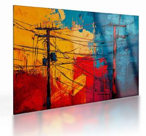 Staklena slika - Apstraktne električne linije (70x50 cm)