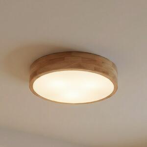 Lindby Tanju stropna lampa, Ø40 cm, 3 sjenila, gumawood, E27, prigušiva, Drvo, Dnevni boravak/blagovaonica, Drvo