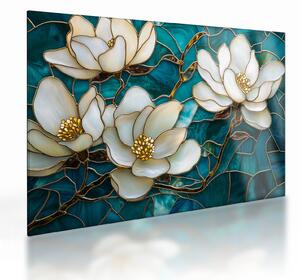 Staklena slika - Vitraj s magnolijom (70x50 cm)