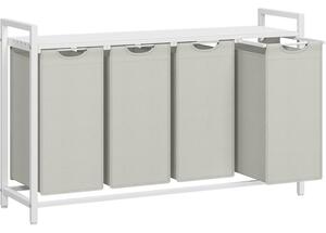 VASAGLE košara za rublje s 4 odjeljka 4 × 40 L, 116 × 33 × 72 cm, krem-bijela i mat bijela