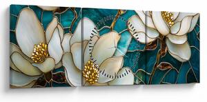 Slika - Vitraj s magnolijom (sa satom) (90x30 cm)