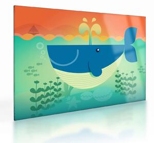 Staklena slika - Veseli kit u moru (70x50 cm)
