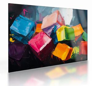 Staklena slika - Šarene kocke (70x50 cm)