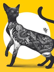Ilustracija Japanese Cat Tattoo Yellow, Mark Harrison