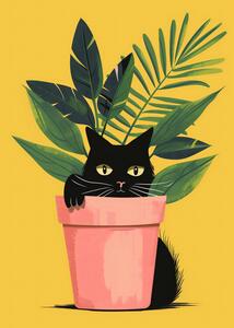 Ilustracija Cat In the Plant, Andreas Magnusson