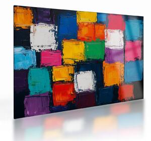 Staklena slika - Staklena slika šarenih kvadrata (70x50 cm)