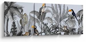 Slika - Ilustrirana džungla (sa satom) (90x30 cm)