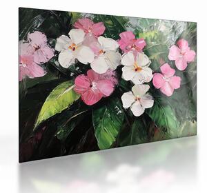Staklena slika - Ružičasti i bijeli cvjetovi (70x50 cm)