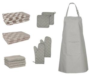 VidaXL Set ručnika od 15 komada s kuhinjskim dodacima sivi od pamuka