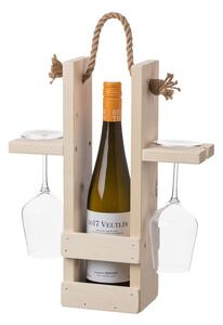 AtmoWood Drveni stalak za vino i dvije čaše