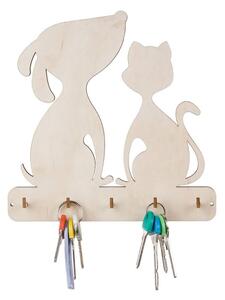 AtmoWood Drvena vješalica za ključeve - pas i mačka