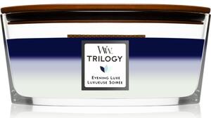 Woodwick Trilogy Evening Luxe mirisna svijeća s drvenim fitiljem (hearthwick) 453,6 g