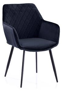 Tamno plava blagovaonska fotelja od baršuna VIALLI