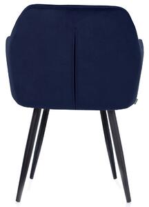 Tamno plava blagovaonska fotelja od baršuna ARGENTO