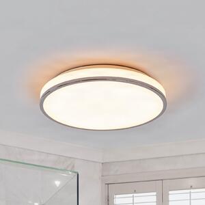 Lindby LED stropna svjetiljka Lyss, Ø 40 cm, kromirana, IP44, Bijela, kupaonica, Staklo