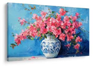 Slika - Vaza s ružičastim cvijećem (90x60 cm)