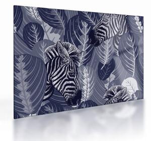 Staklena slika - Plave zebre (70x50 cm)