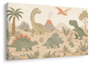 Slika krajolik dinosaura s vulkanom