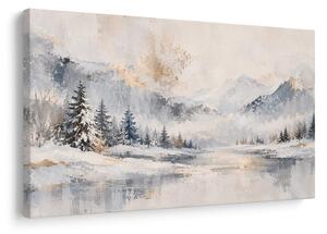 Slika zimska planinska tišina uz jezero