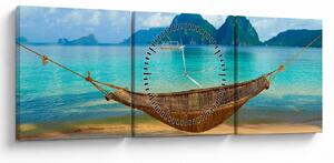 Slika viseće mreže na plaži 3 (sa satom) (90x30 cm)